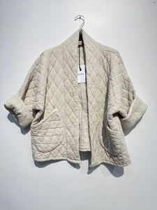 2442-2 velvet quilted jacket: Black