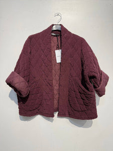 2442-2 velvet quilted jacket: Black