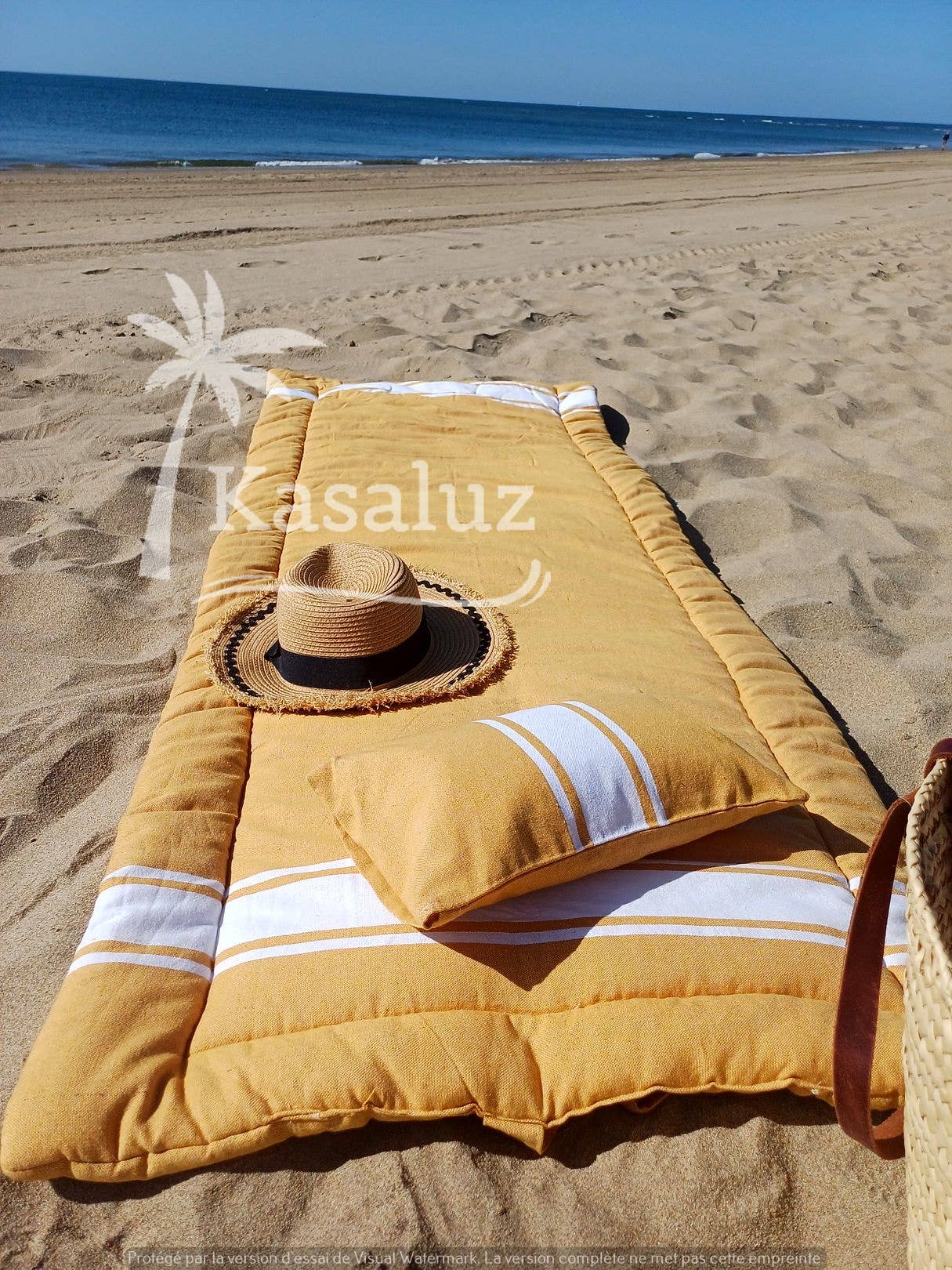 Inflatable Beach Cushion Auténtica Peach Pink 100% Cotton