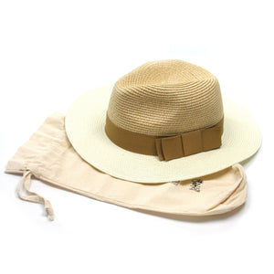 Two Tone Panama Foldable Hat - Natural/Yellow (57cm)