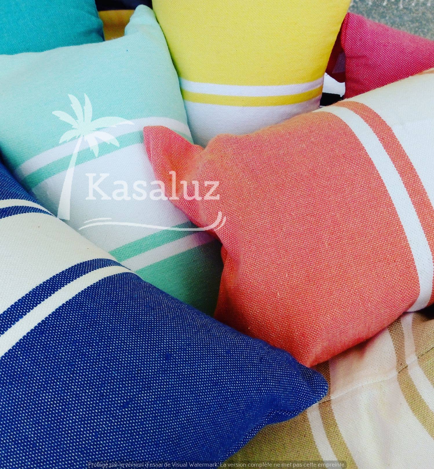Inflatable Beach Cushion Auténtica Peach Pink 100% Cotton