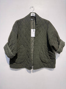 2442-2 velvet quilted jacket: Black