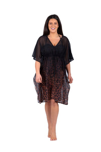 Sahara Leopard V-Neck Kaftan: S/M