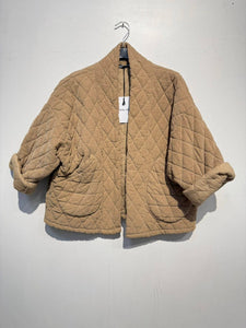 2442-2 velvet quilted jacket: Black