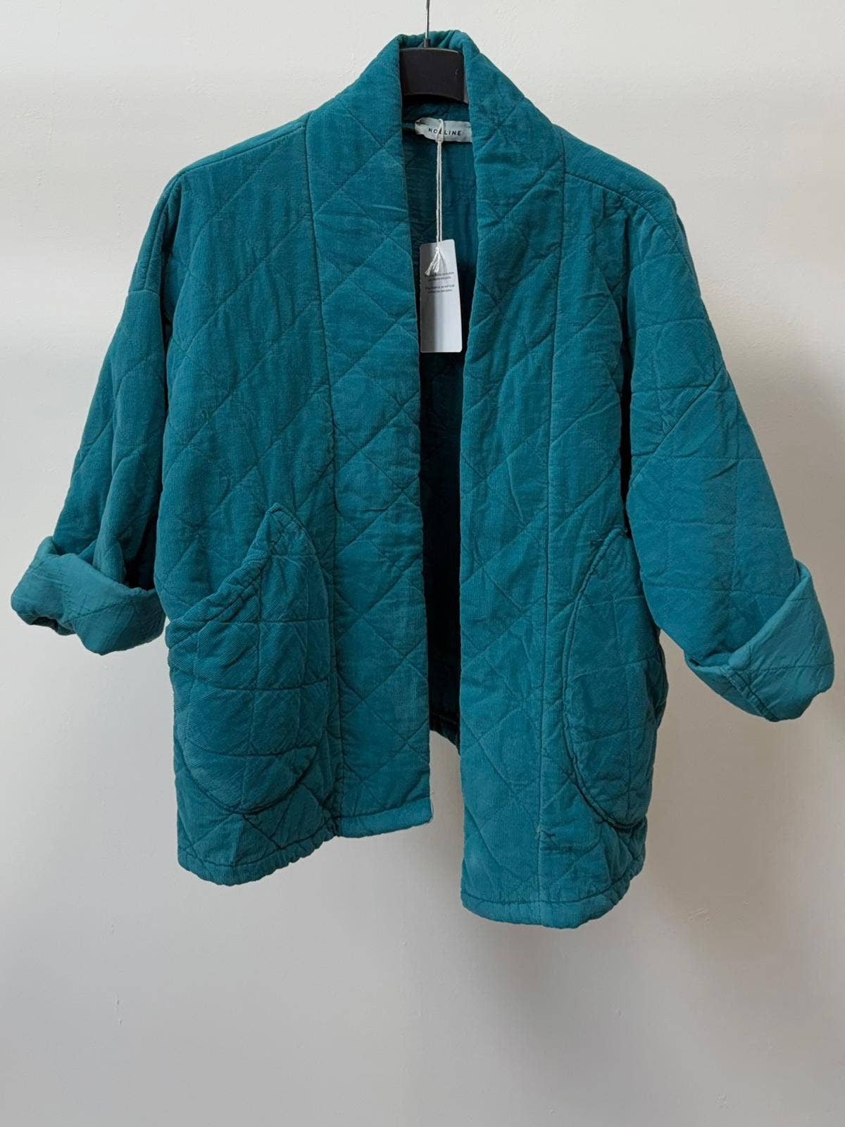 2442-2 velvet quilted jacket: Black