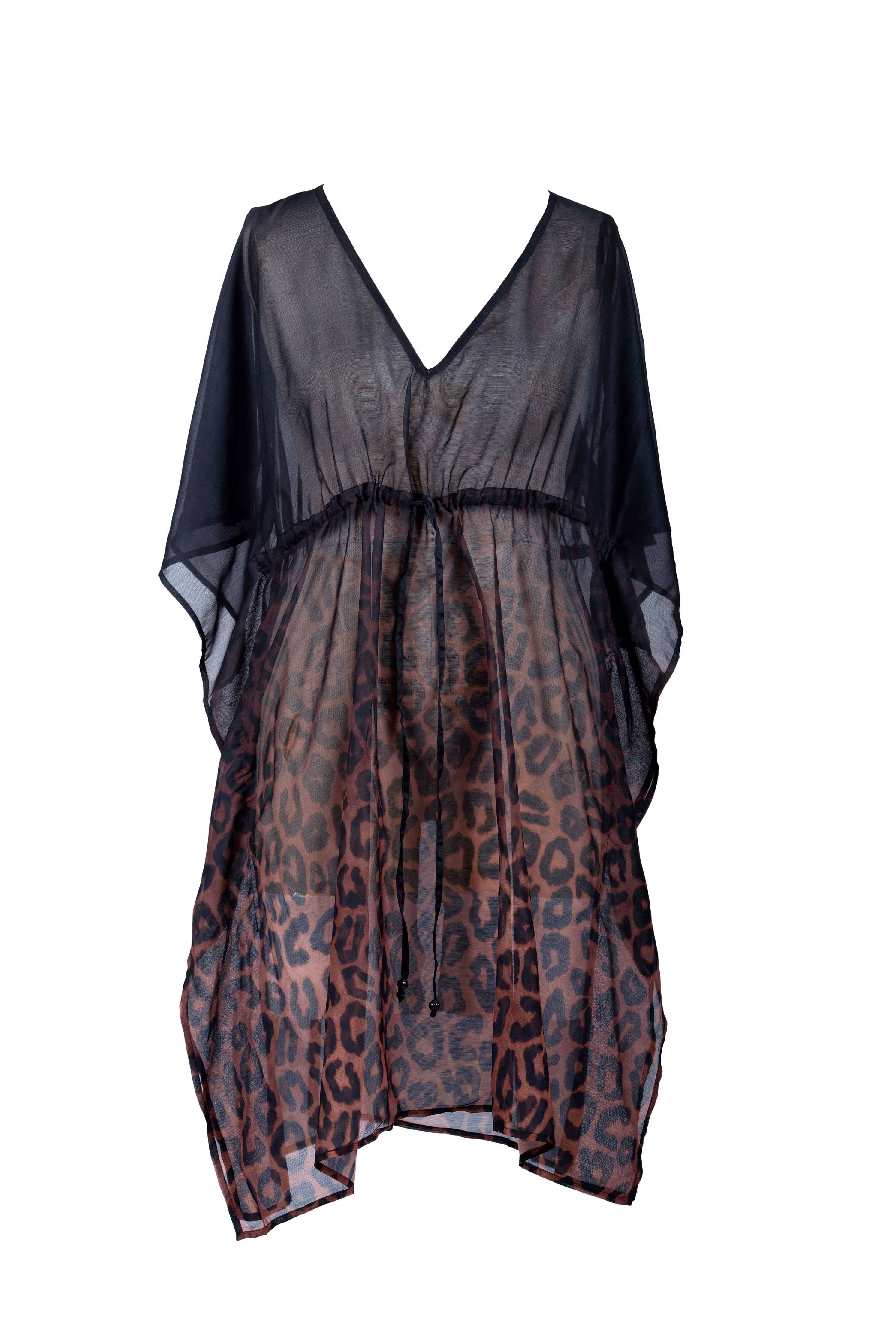 Sahara Leopard V-Neck Kaftan: S/M