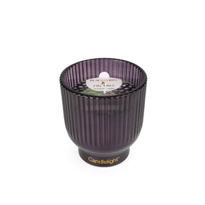 10cm Medium Ridged Footed Glass Candle - Blackberry & Fig Tree 6PK