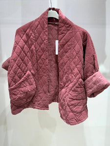 2442-2 velvet quilted jacket: Black