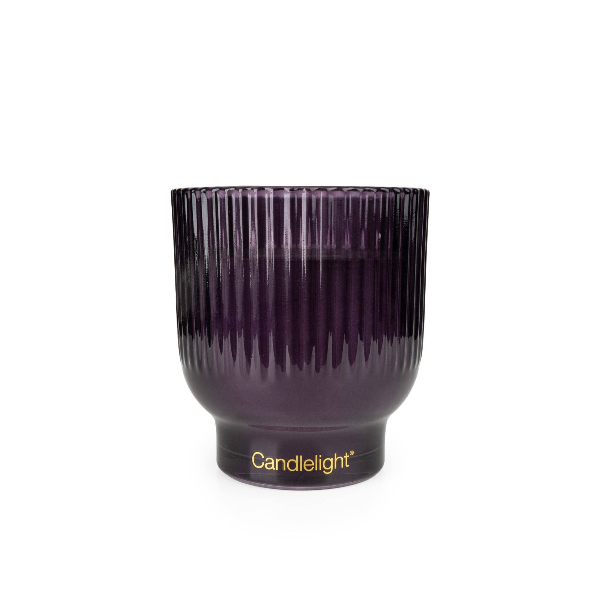 10cm Medium Ridged Footed Glass Candle - Blackberry & Fig Tree 6PK