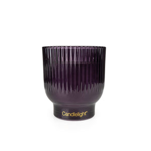 10cm Medium Ridged Footed Glass Candle - Blackberry & Fig Tree 6PK