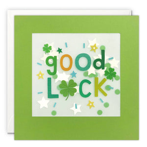 Good Luck Clovers and Stars Paper Shakies Card