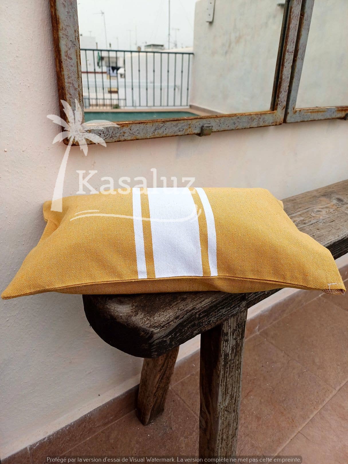 Auténtica Curry inflatable beach cushion 100% cotton