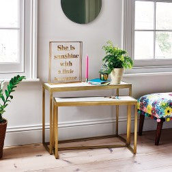 Marble & Brass Nesting Table Set - The Voewood