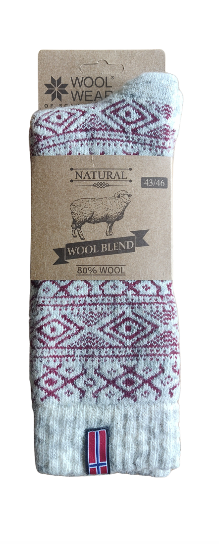 Norwegian Wool Socks - Bordeaux - The Voewood