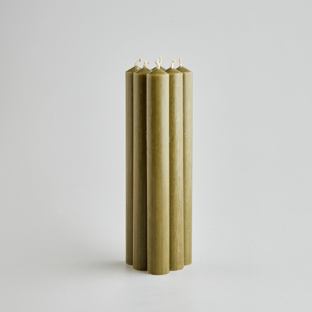Coloured Dinner Candles - Olive Green - The Voewood