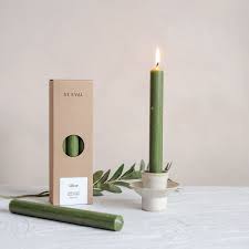 Coloured Dinner Candles - Olive Green